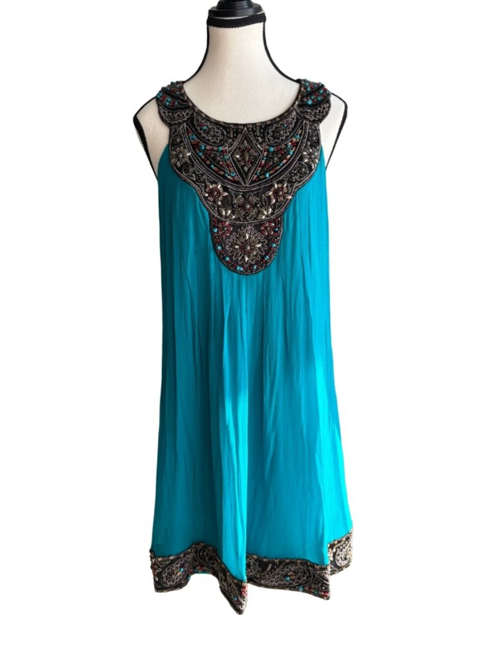 SUE WONG GORGEOUS 100% SILK ANTIQUE STYLE BEADED DRESS, NEW